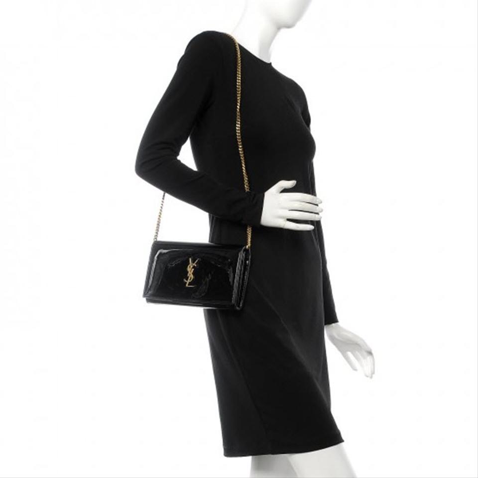 Saint Laurent Black Patent Leather Small Monogram Kate Chain Bag