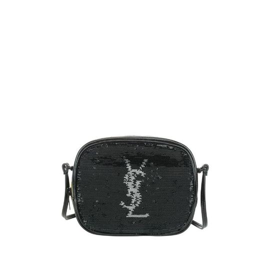 Saint Laurent Lou Camera Monogram Blogger Sequin Patent Black Leather Shoulder Bag