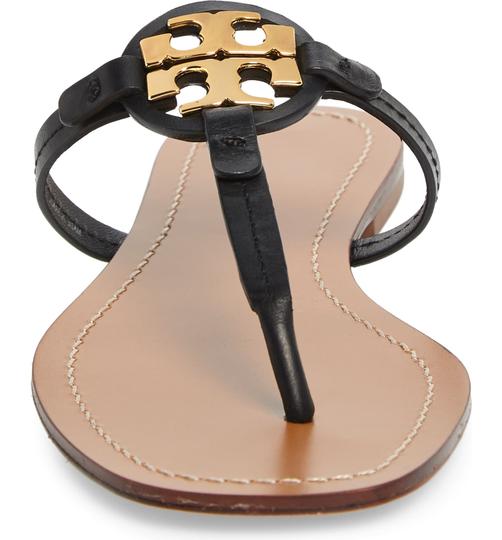 NEW Tory popular Burch Mini Miller leather thong sandals size 8 black