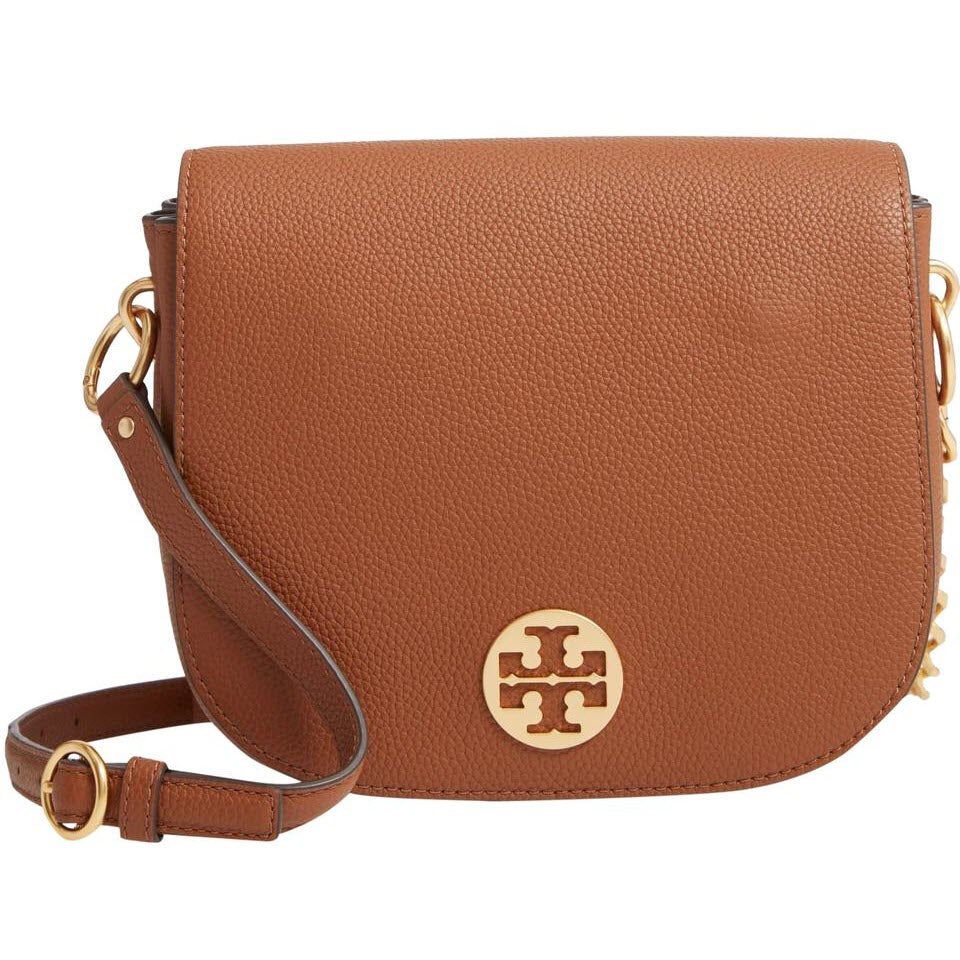 Tory Burch Everly Flap Saddle Brown Leather Shoulder Bag