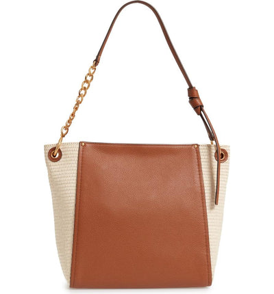 Tory Burch Hobo Everly Straw Brown Leather Tote