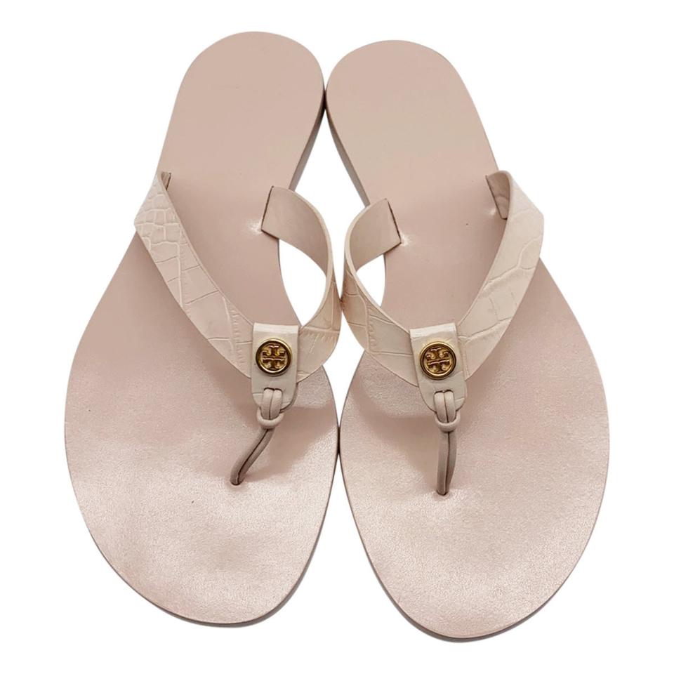 Tory Burch Pink Manon Women's Embossed Leather Flip-flops Sandals -  MyDesignerly