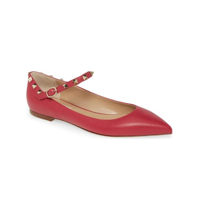 Valentino Red Rockstud Mary Jane Pointed Toe Eu38.5 Flats